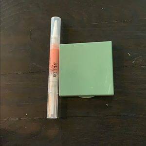 Blush and bronzer palette and lipgloss